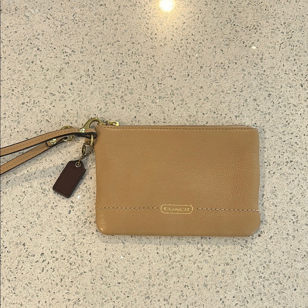 Coach Tan Leather Wristlet
